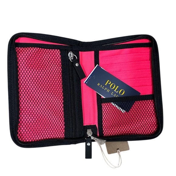 NWT Polo Ralph Lauren Pink and Black Zip Pouch - Picture 3 of 3